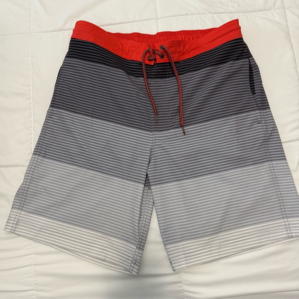George Men's Swim Board Shorts - Red and Gray